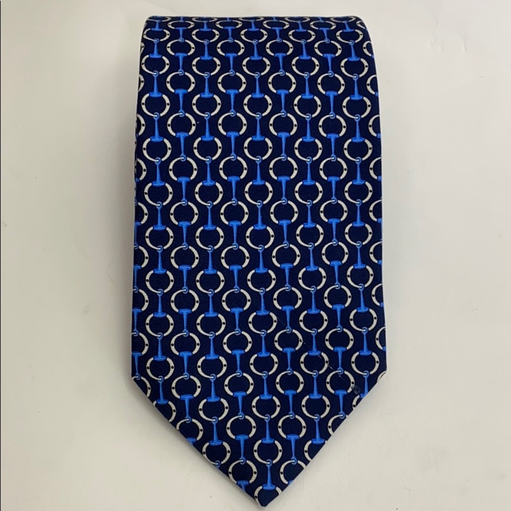 Brooks Brothers Blue Chain Link 100% Silk Neck Tie